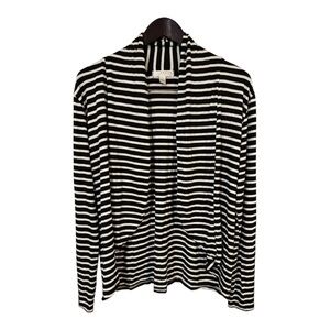 🖤 Kenar Black & White Striped Drape Cardigan – Size L 🖤